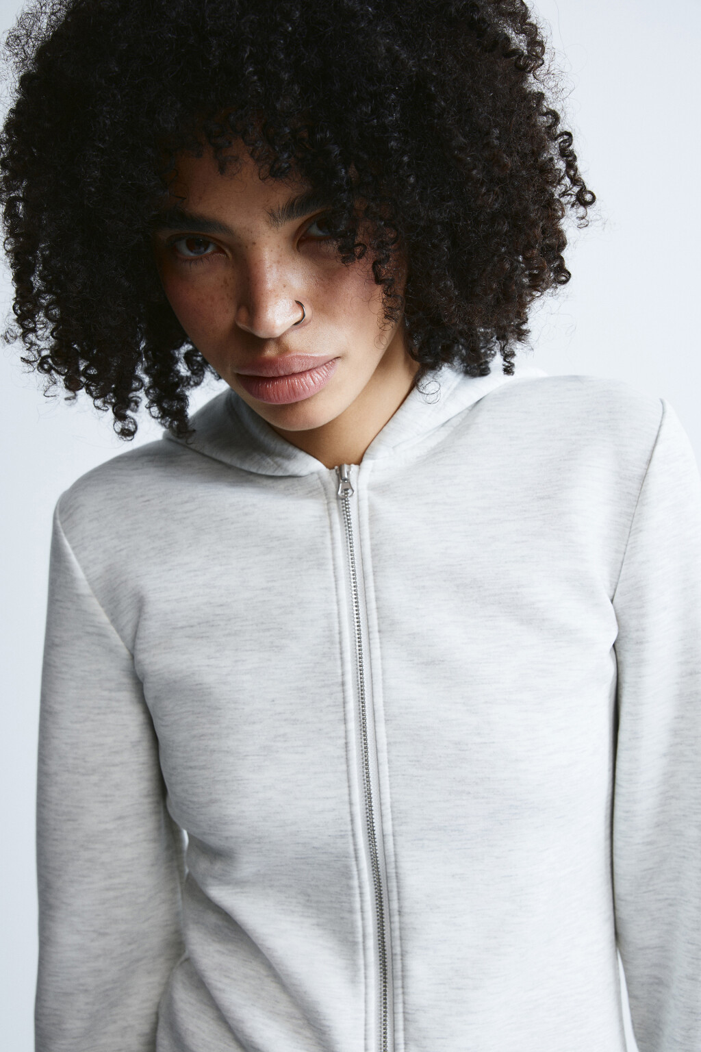 Худи-зипка облегающая - цвет серый - 7