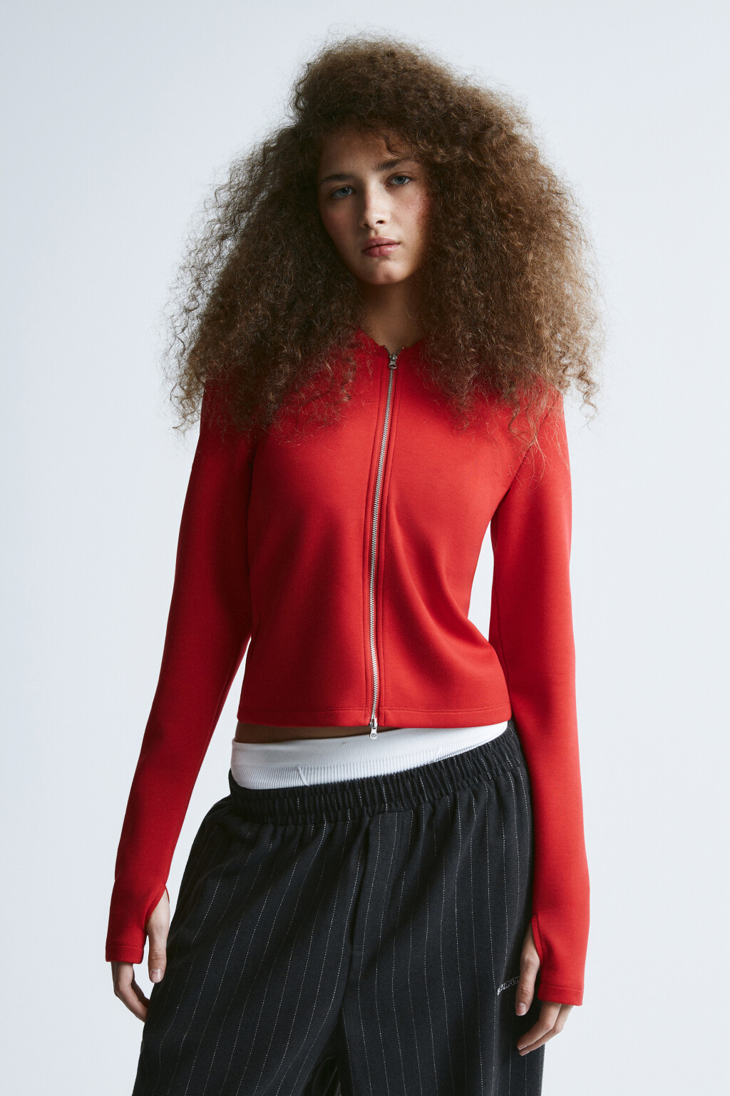 Худи-зипка облегающая - цвет красный - 3