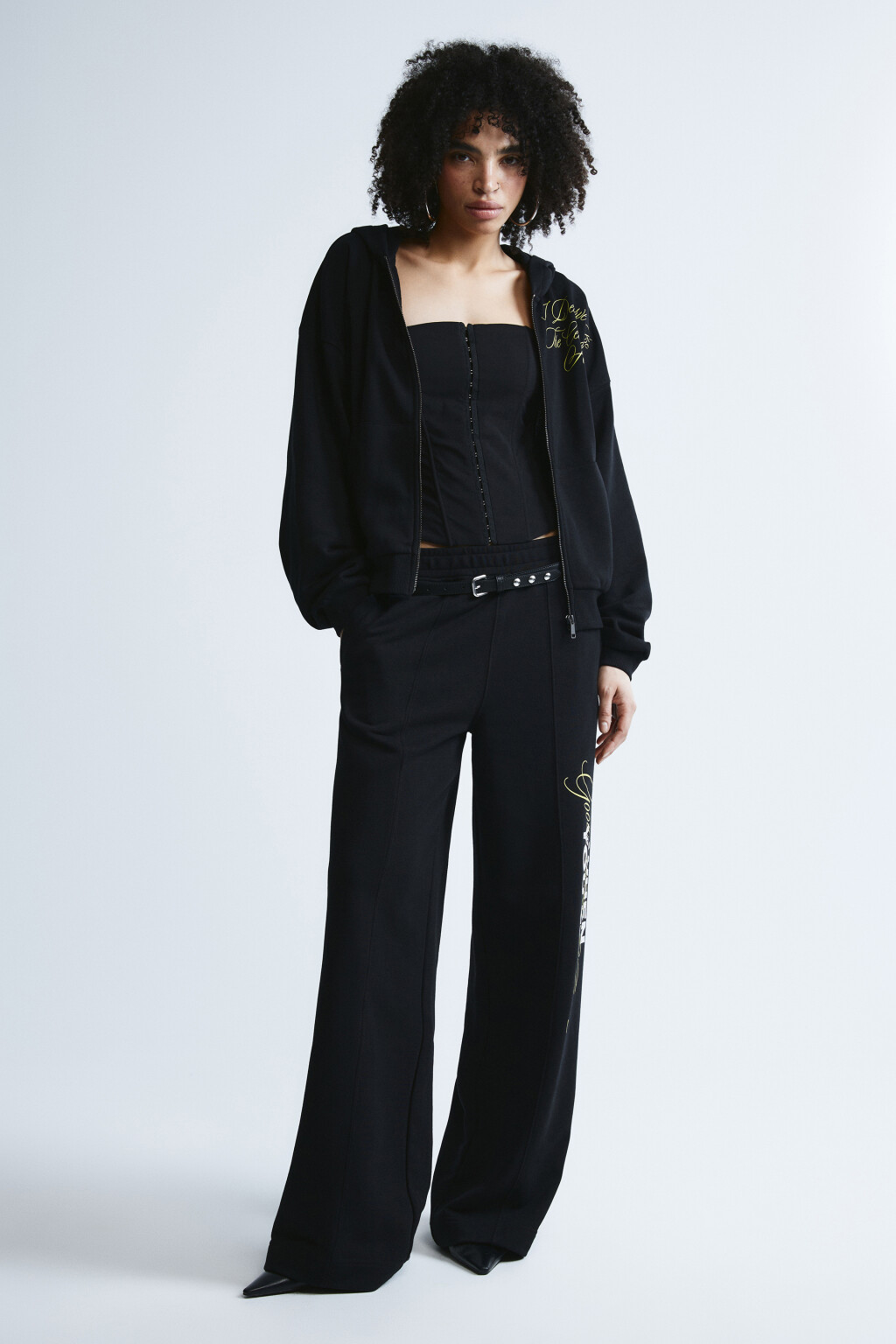 Худи-зипка из футера с надписью - цвет черный - 4