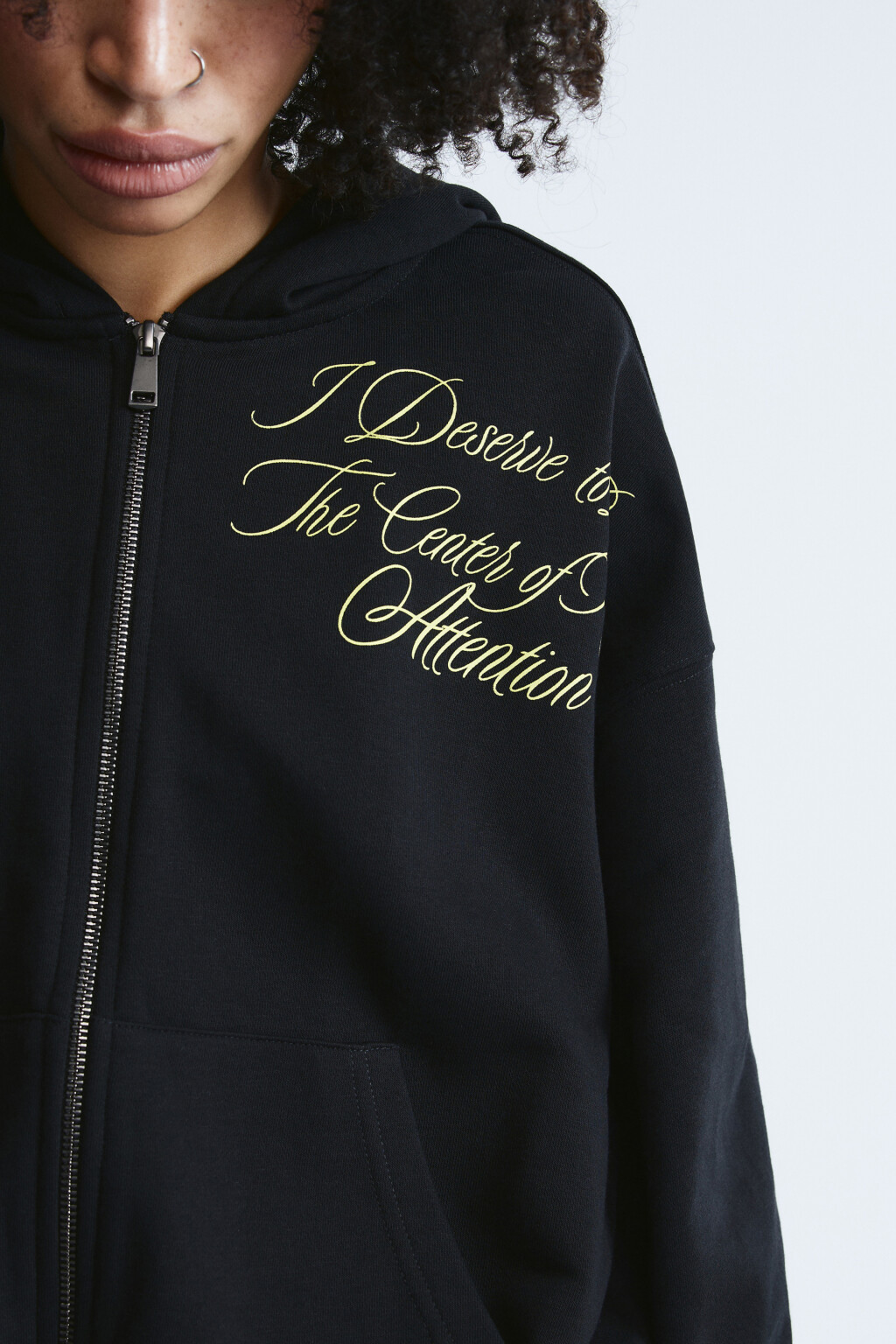 Худи-зипка из футера с надписью - цвет черный - 5