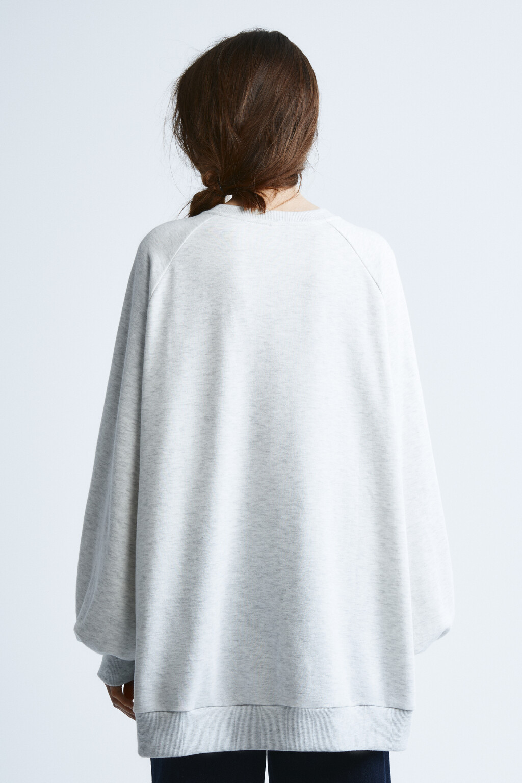 Свитшот свободный с принтом  - цвет серый - 4