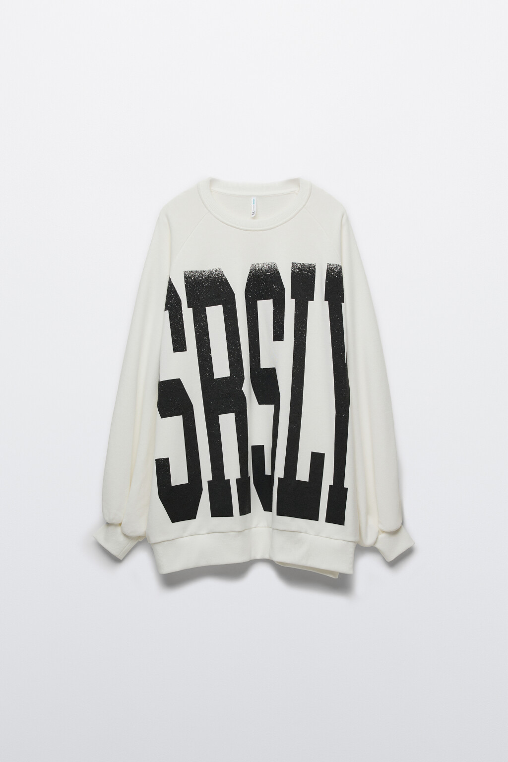 Свитшот свободный с принтом  - цвет белый - 1