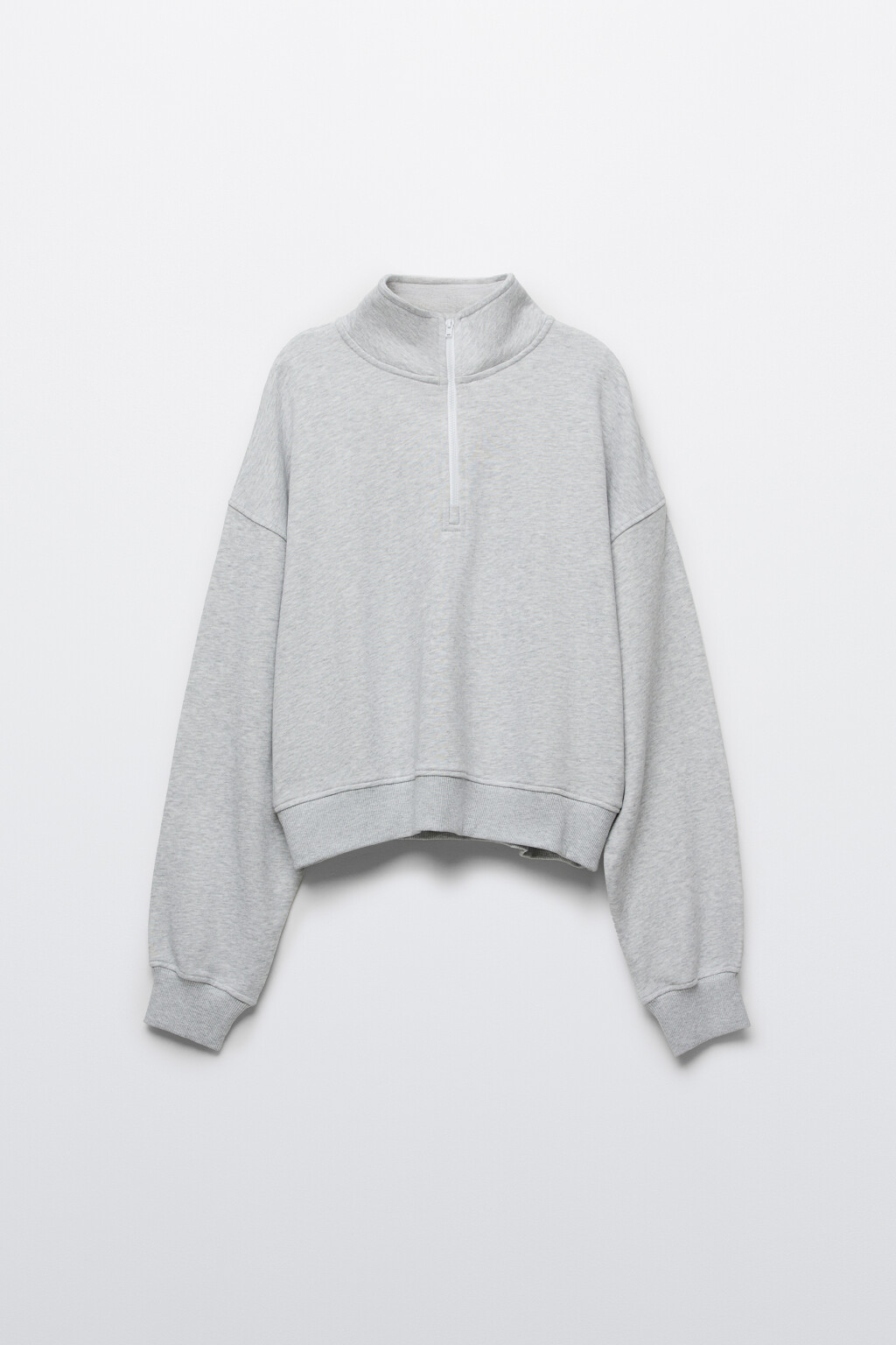 Свитшот с воротником на молнии - цвет серый - 1