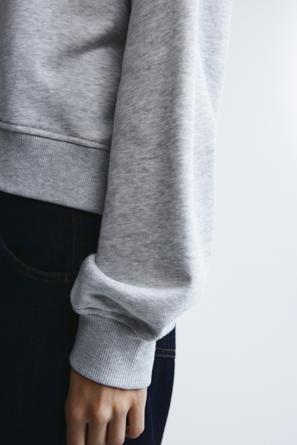 Свитшот с воротником на молнии - цвет серый - 6