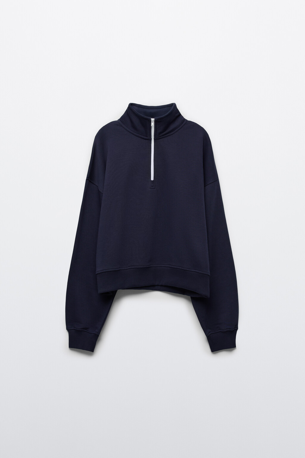 Свитшот с воротником на молнии - цвет синий - 1