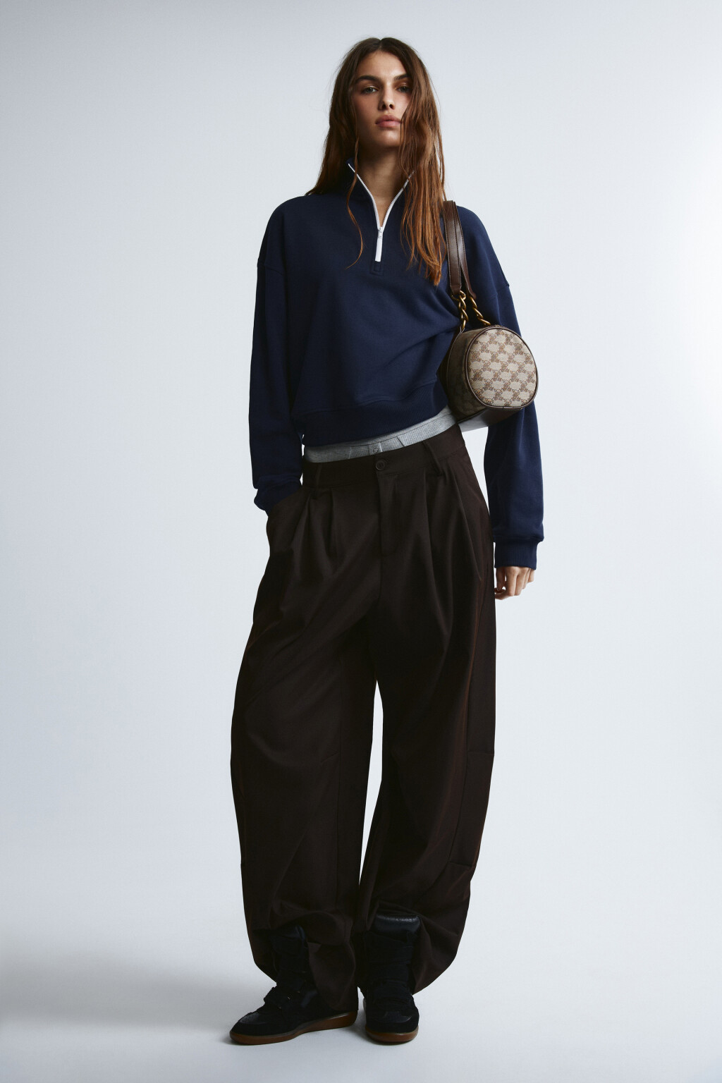 Свитшот с воротником на молнии - цвет синий - 4