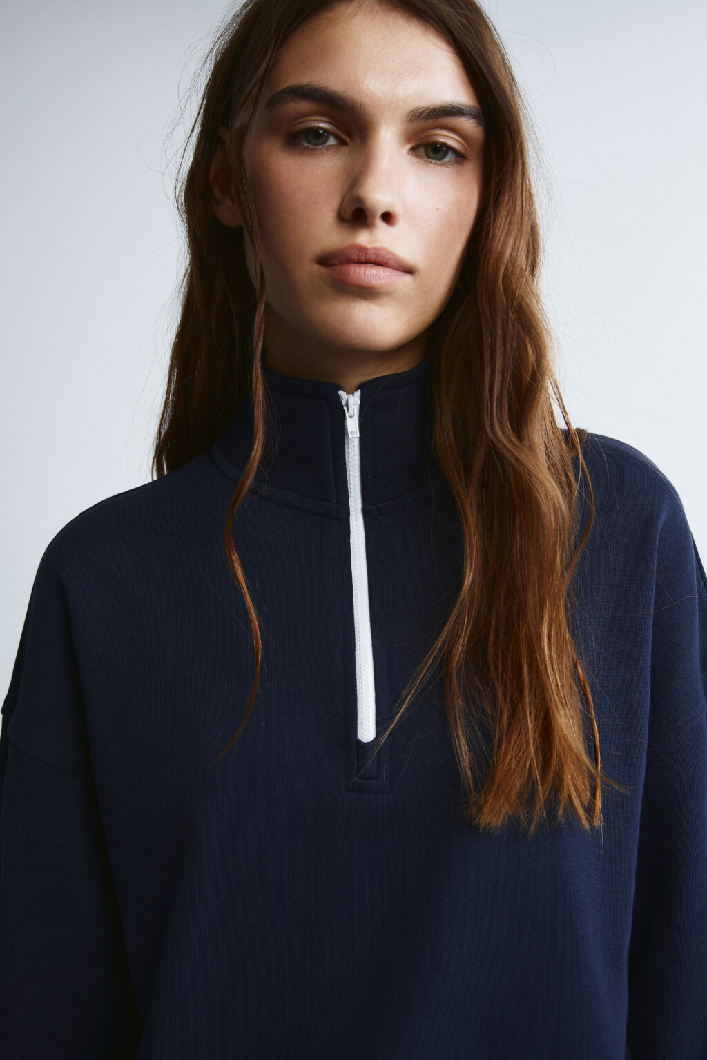 Свитшот с воротником на молнии - цвет синий - 5