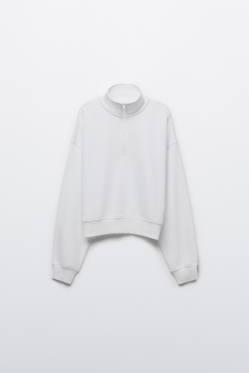 Свитшот с воротником на молнии - цвет молочный - 1