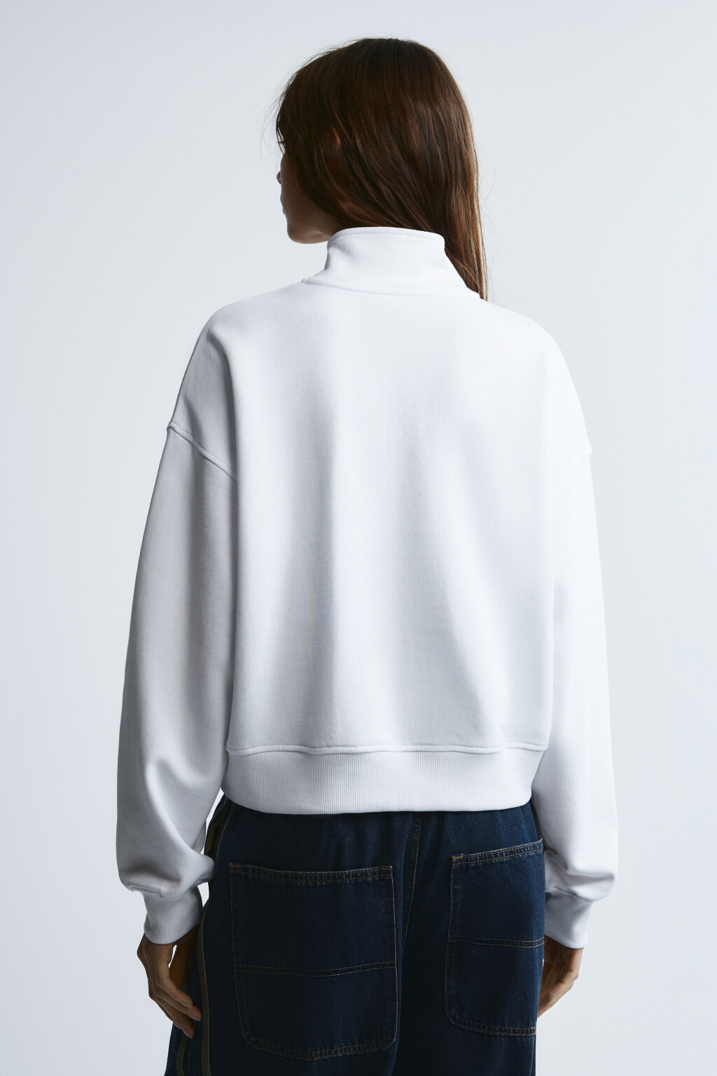Свитшот с воротником на молнии - цвет молочный - 3