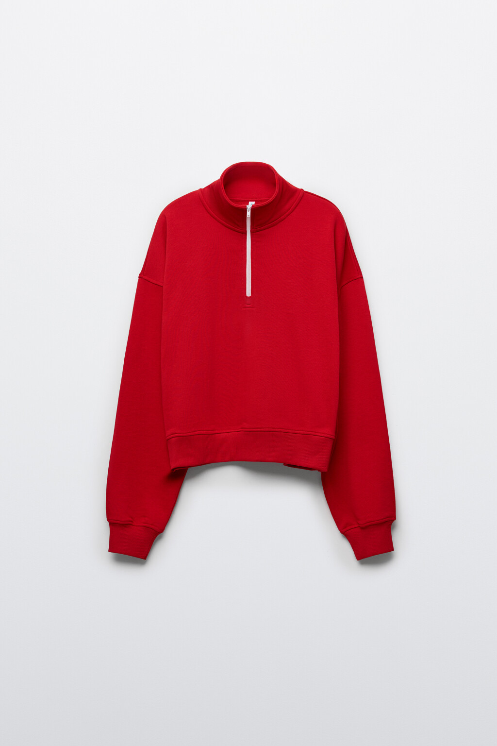 Свитшот с воротником на молнии - цвет красный - 1