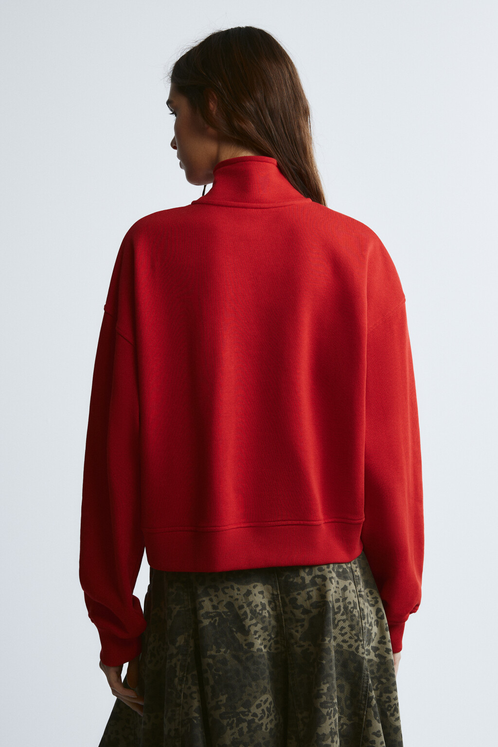 Свитшот с воротником на молнии - цвет красный - 4