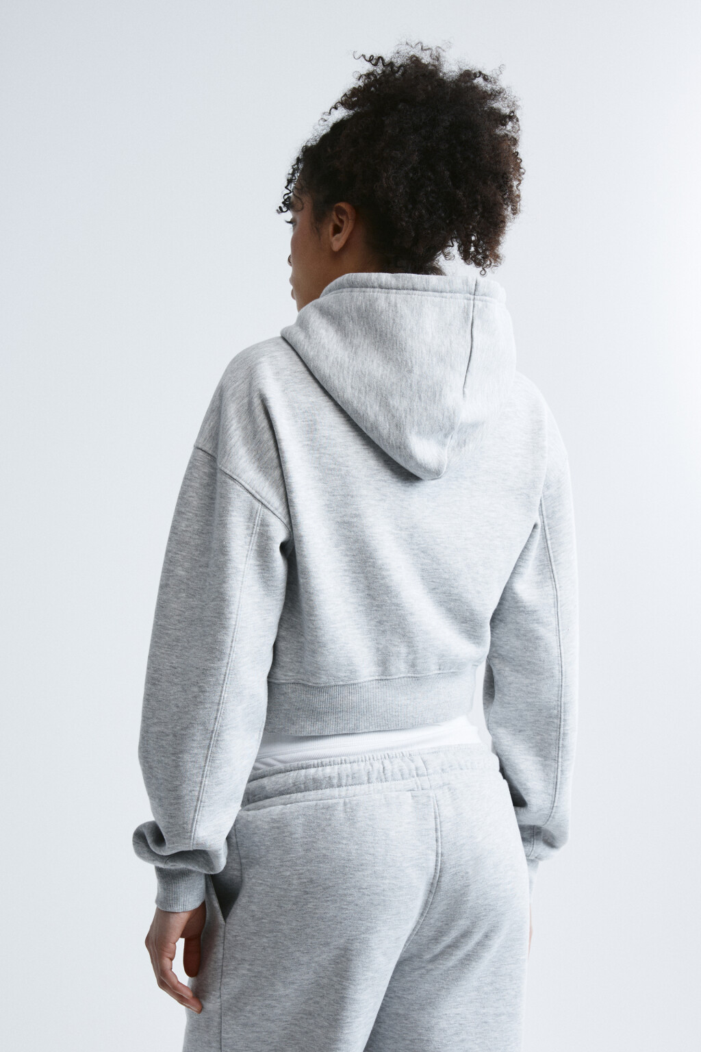 Худи-зипка флисовая укороченная - цвет серый - 3