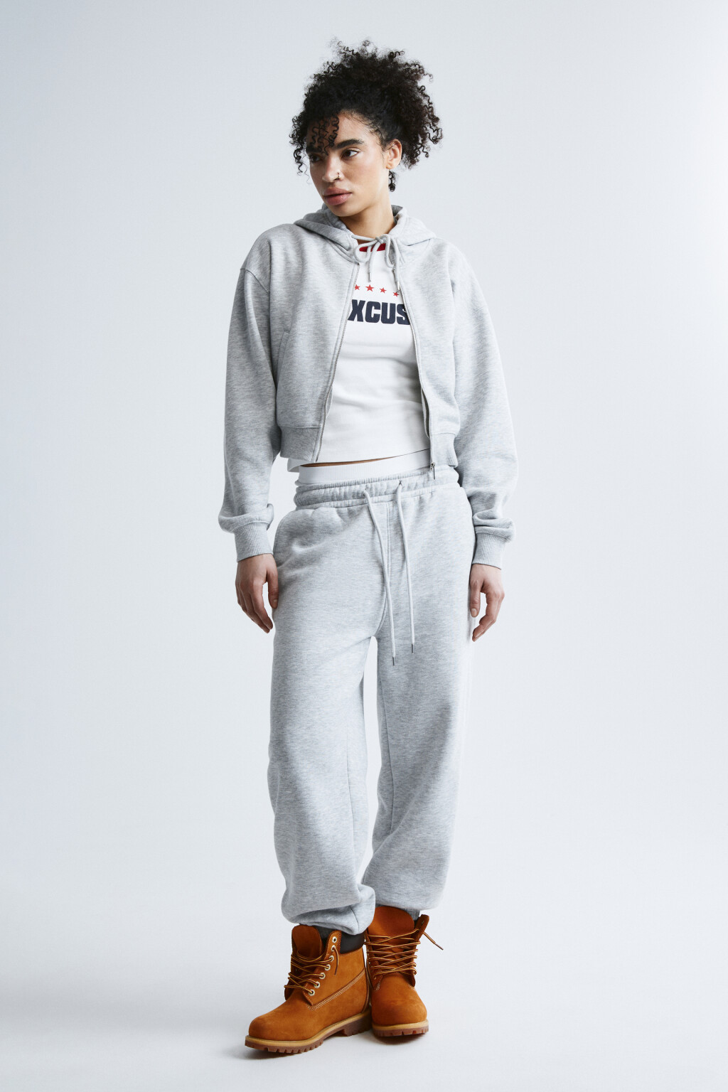 Худи-зипка флисовая укороченная - цвет серый - 4