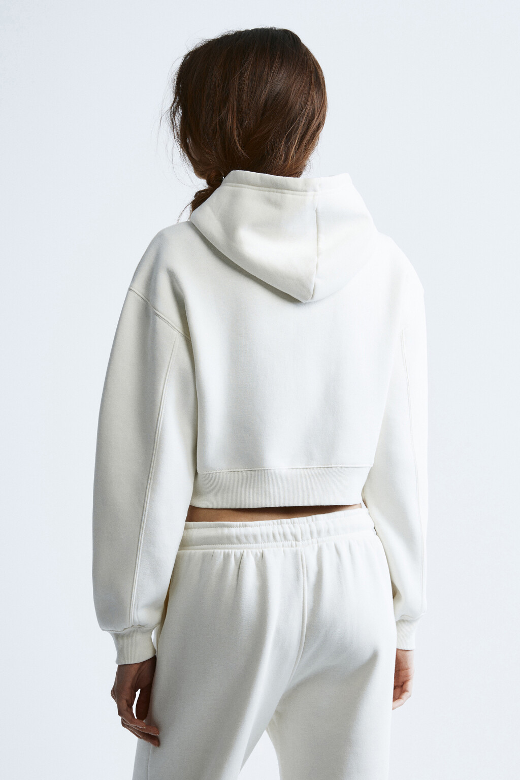 Худи-зипка флисовая укороченная - цвет молочный - 3