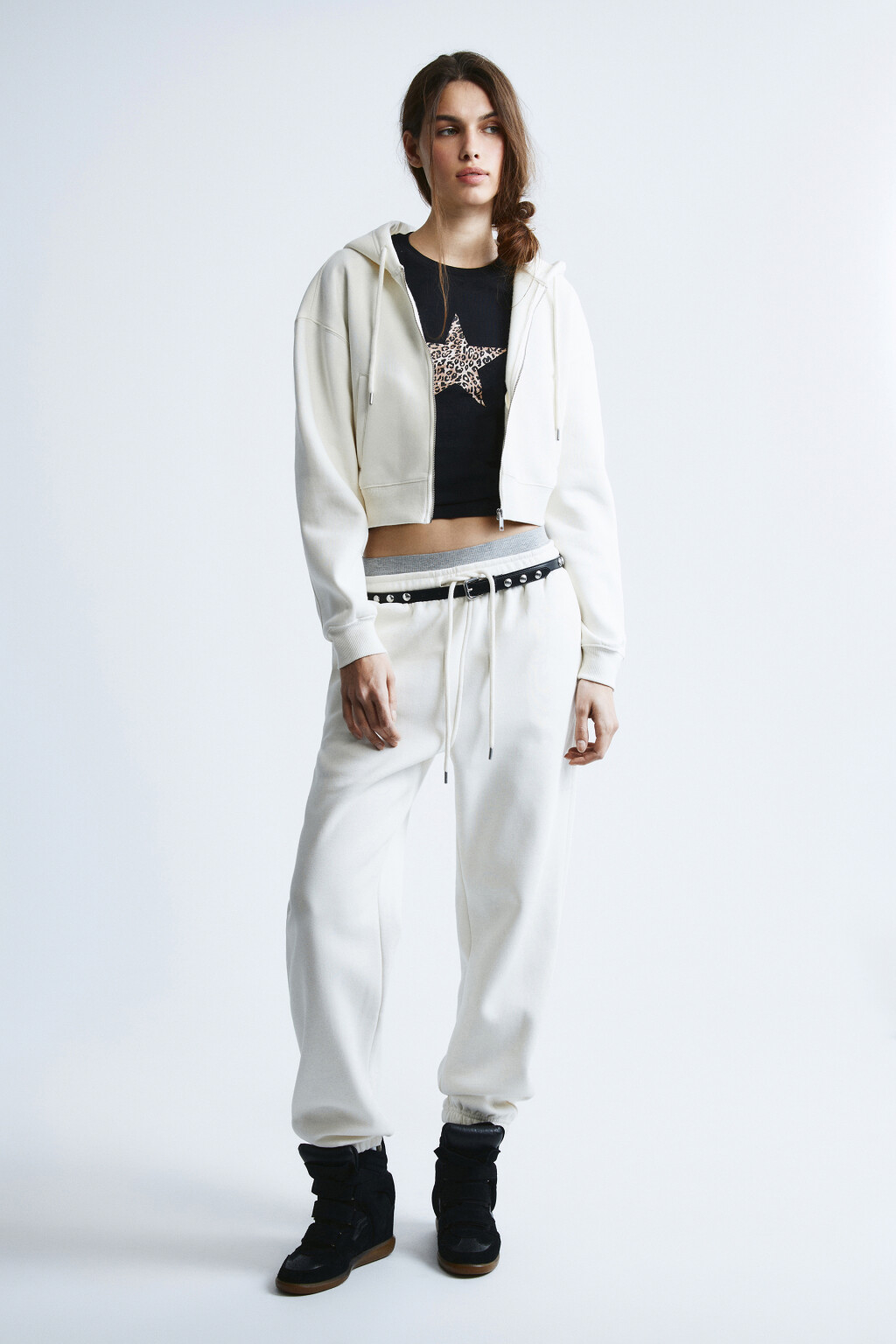 Худи-зипка флисовая укороченная - цвет молочный - 4