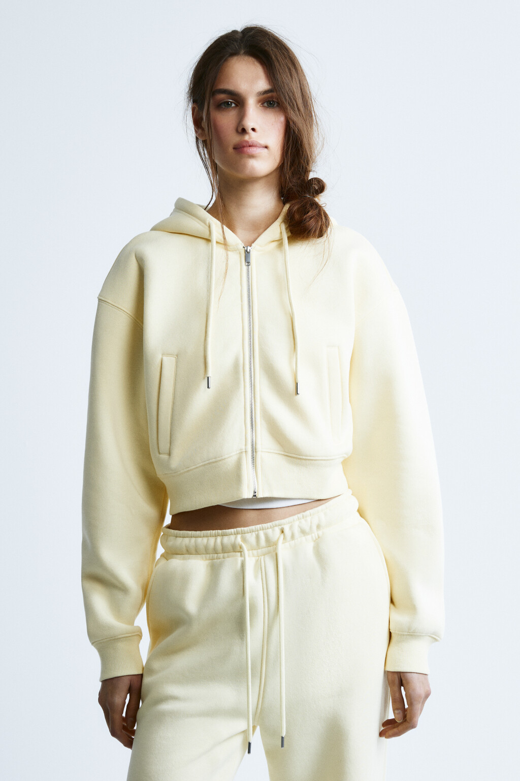 Худи-зипка флисовая укороченная - цвет желтый - 4