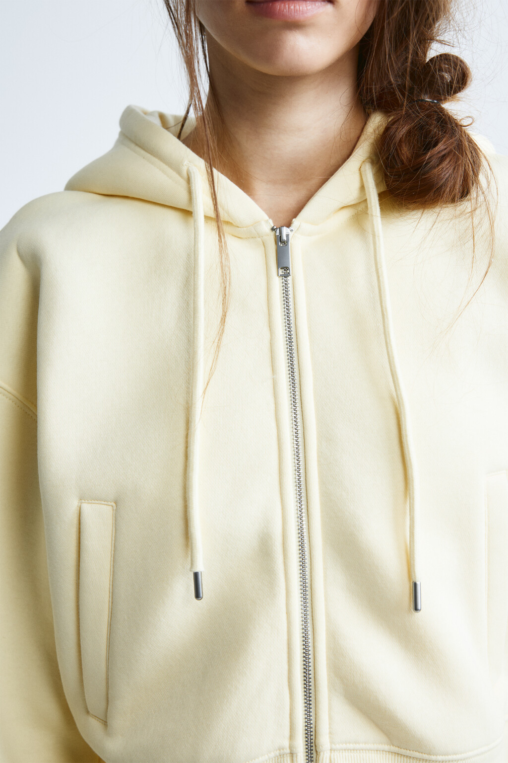 Худи-зипка флисовая укороченная - цвет желтый - 7