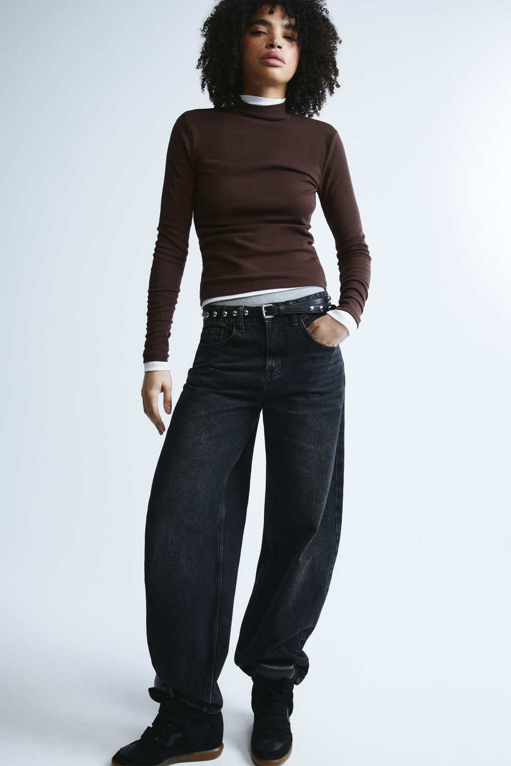 Джинсы barrel fit со средней посадкой - цвет серый - 1