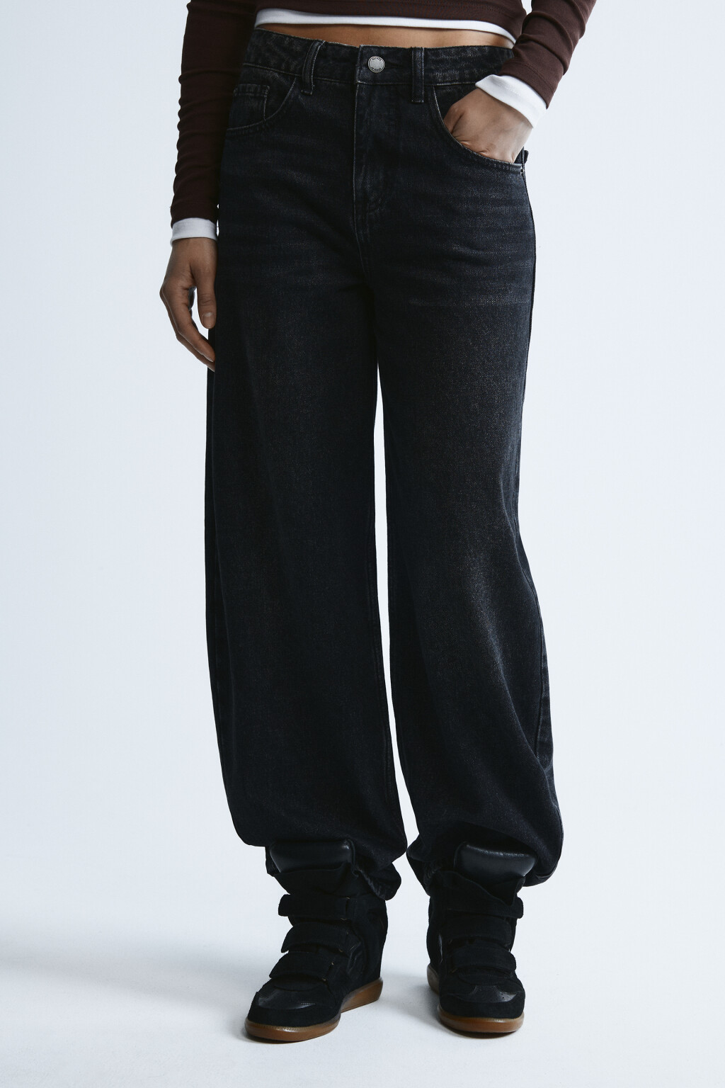 Джинсы barrel fit со средней посадкой - цвет серый - 2