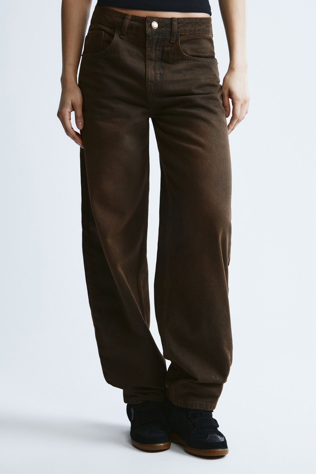 Джинсы barrel fit со средней посадкой - цвет коричневый - 4