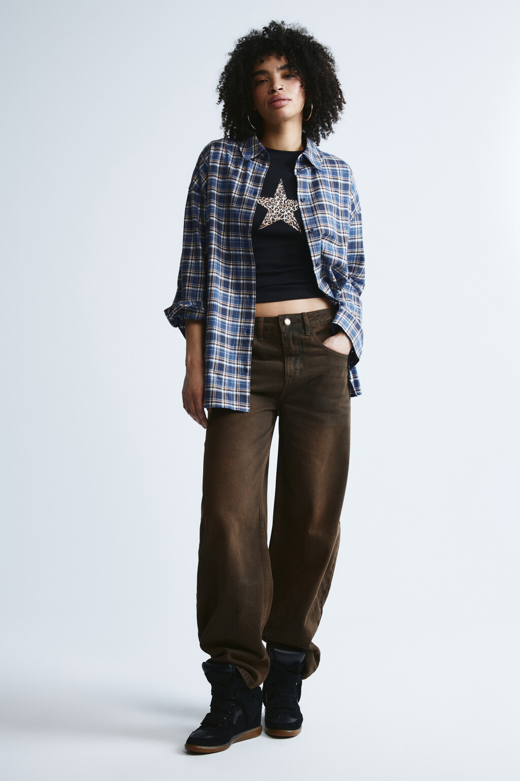 Джинсы barrel fit со средней посадкой - цвет коричневый - 6