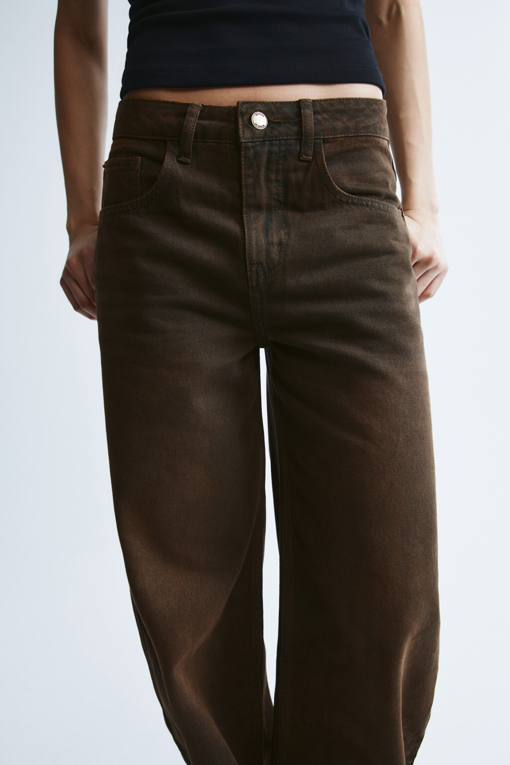 Джинсы barrel fit со средней посадкой - цвет коричневый - 7