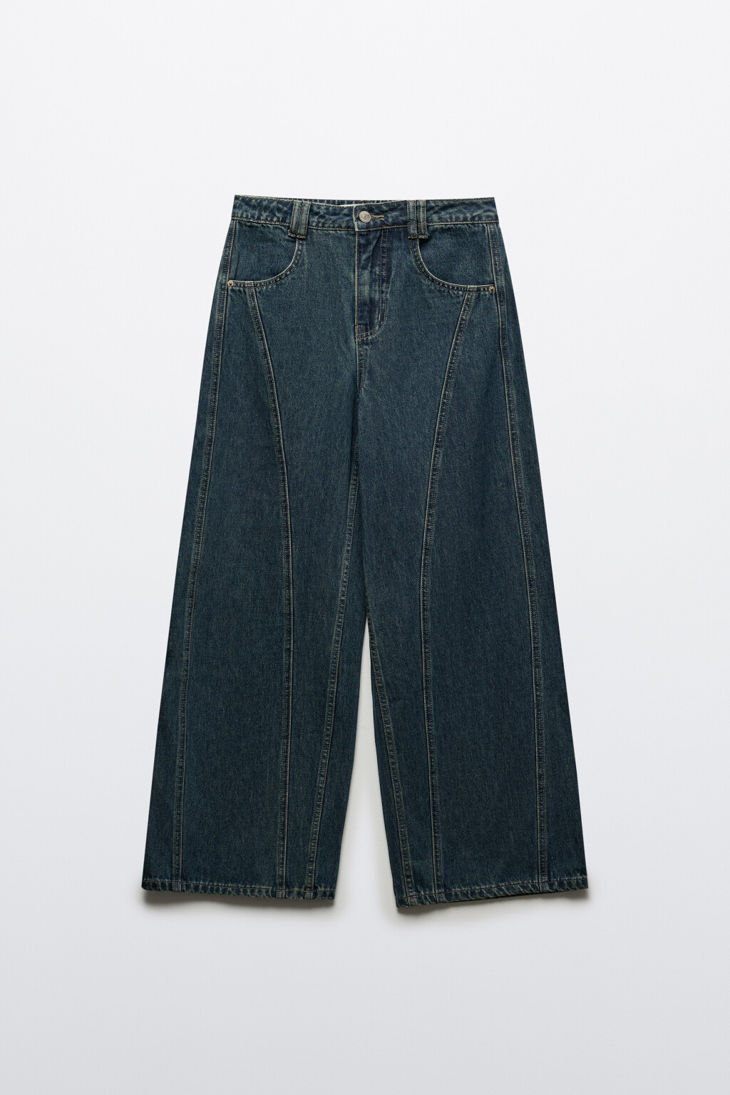 Джинсы baggy fit с декоративными швами - цвет темный тинт - 1