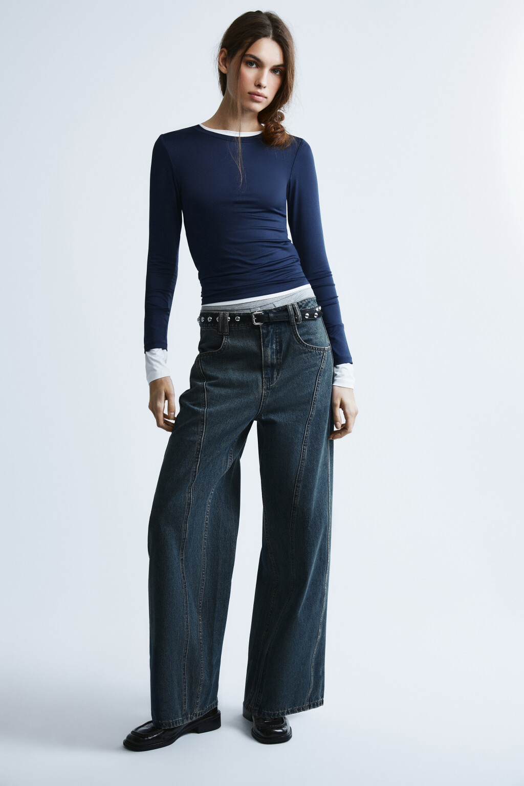 Джинсы baggy fit с декоративными швами - цвет темный тинт - 4