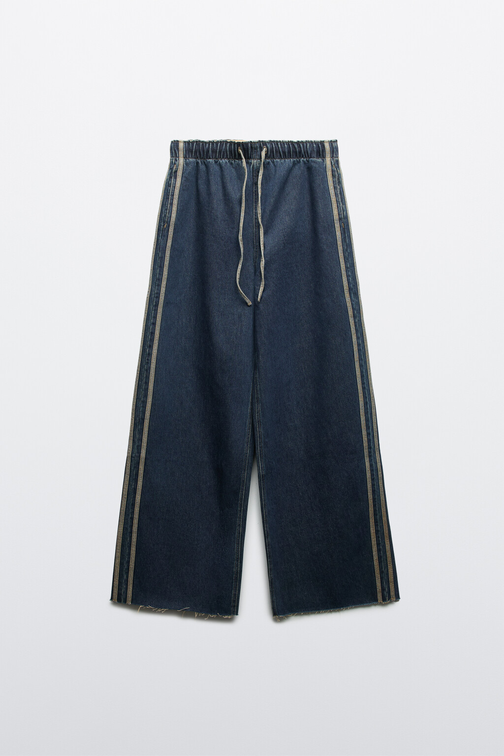 Джинсы baggy fit с лампасами на завязке - цвет синий - 1