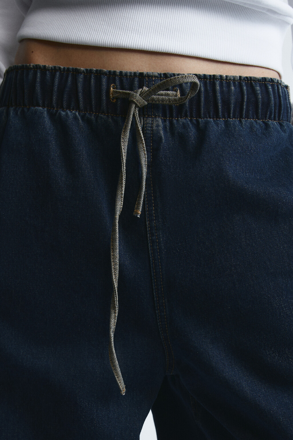 Джинсы baggy fit с лампасами на завязке - цвет синий - 5