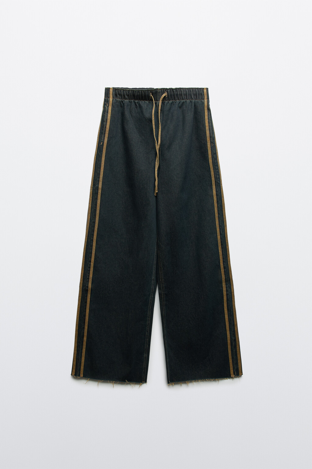 Джинсы baggy fit с лампасами на завязке - цвет темный тинт - 1