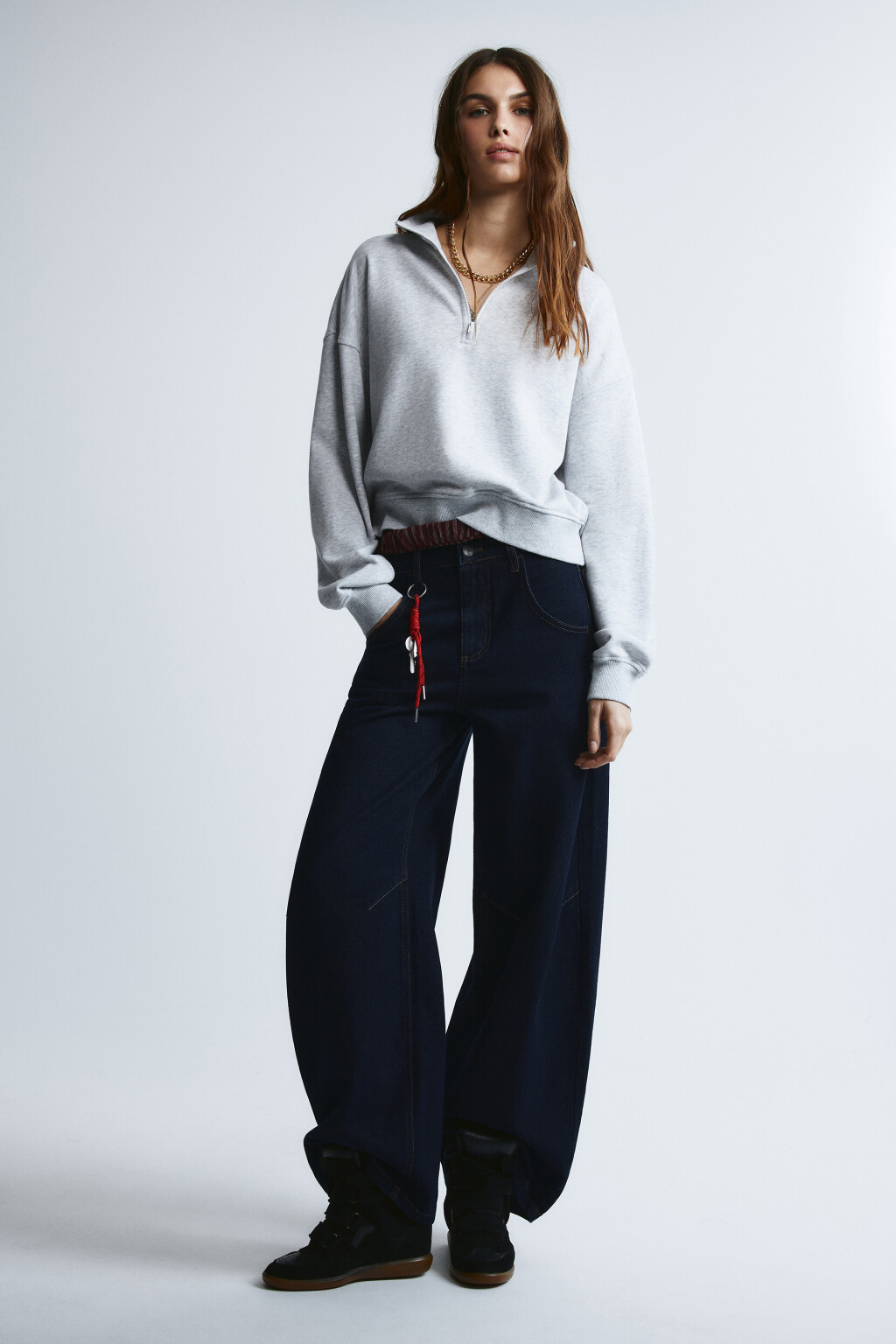 Джинсы barrel fit с подвеской - цвет синий - 4