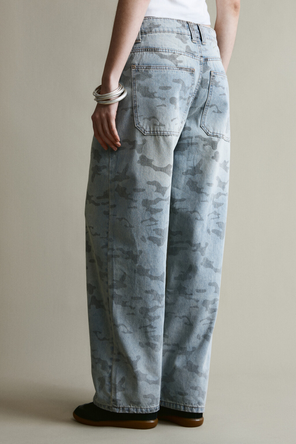 Джинсы baggy fit с принтом - цвет синий - 3