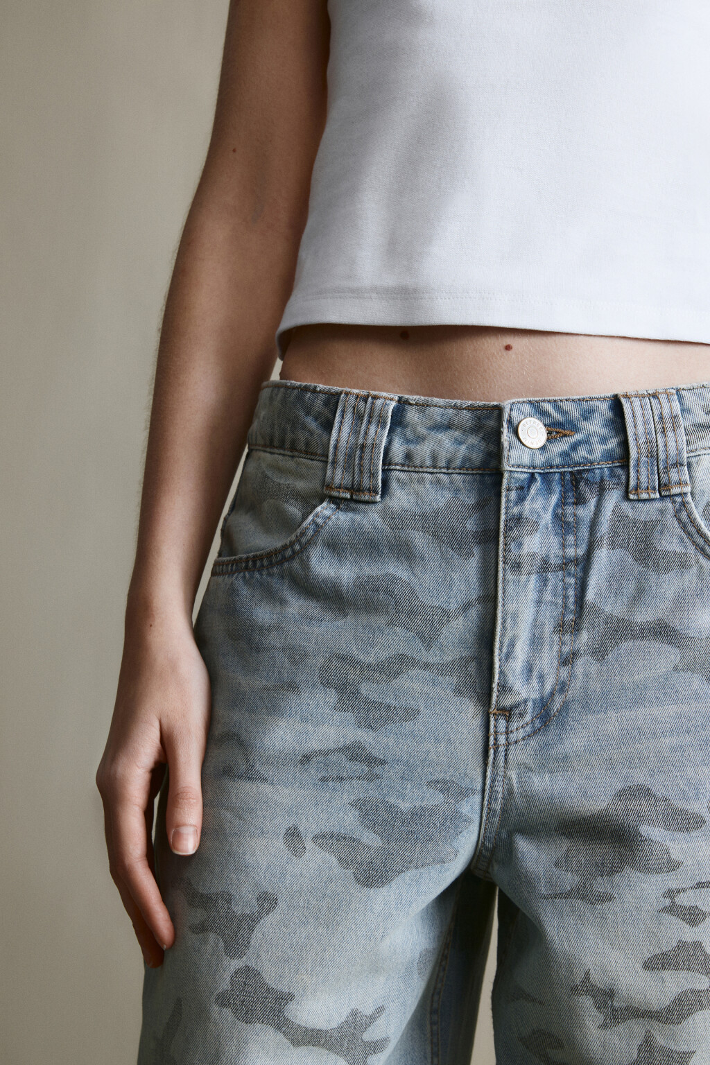 Джинсы baggy fit с принтом - цвет синий - 6