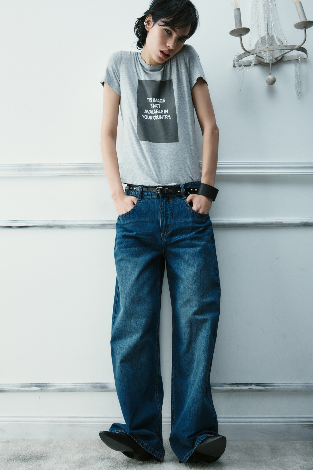 Джинсы baggy fit со средней посадкой - цвет синий - 1