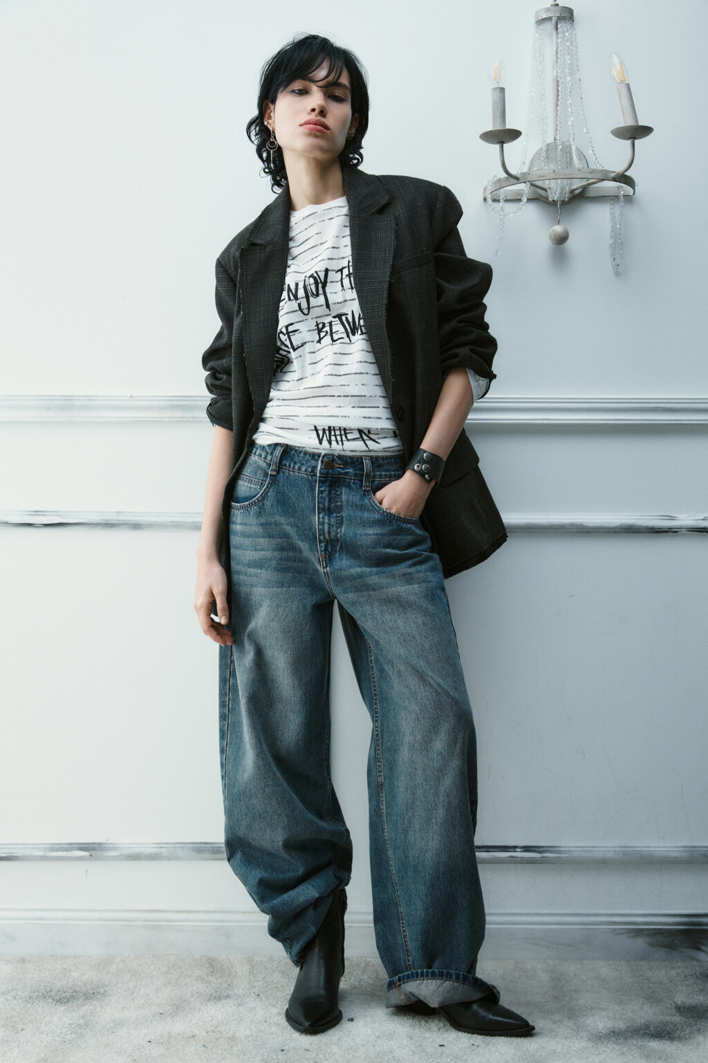 Джинсы baggy fit со средней посадкой - цвет темный тинт - 1