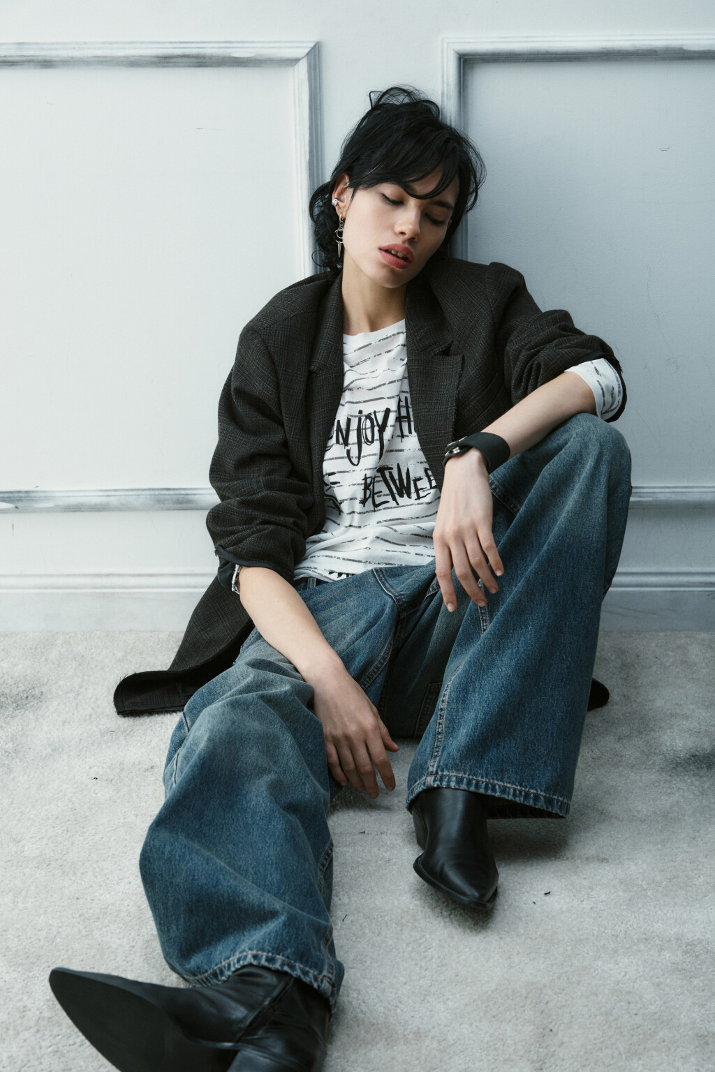 Джинсы baggy fit со средней посадкой - цвет темный тинт - 2