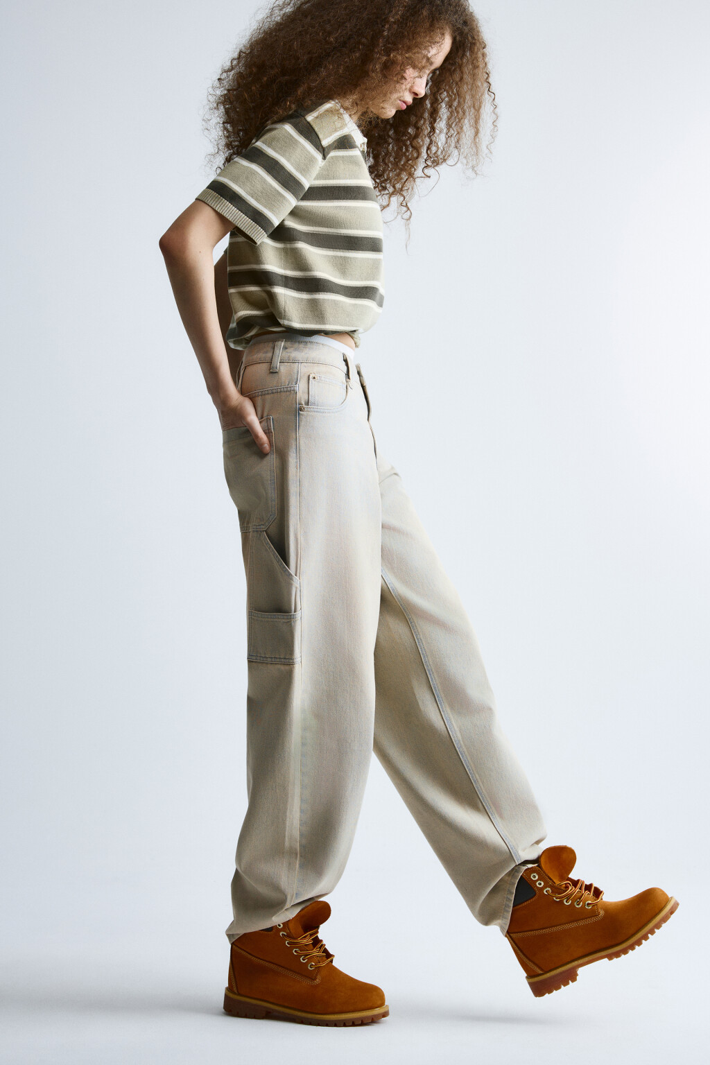 Джинсы cargo со средней посадкой - цвет синий - 1