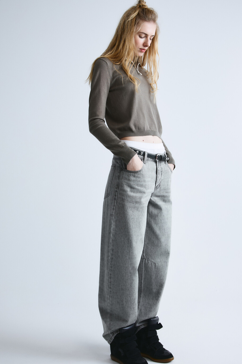 Джинсы baggy fit с низкой посадкой - цвет серый - 2