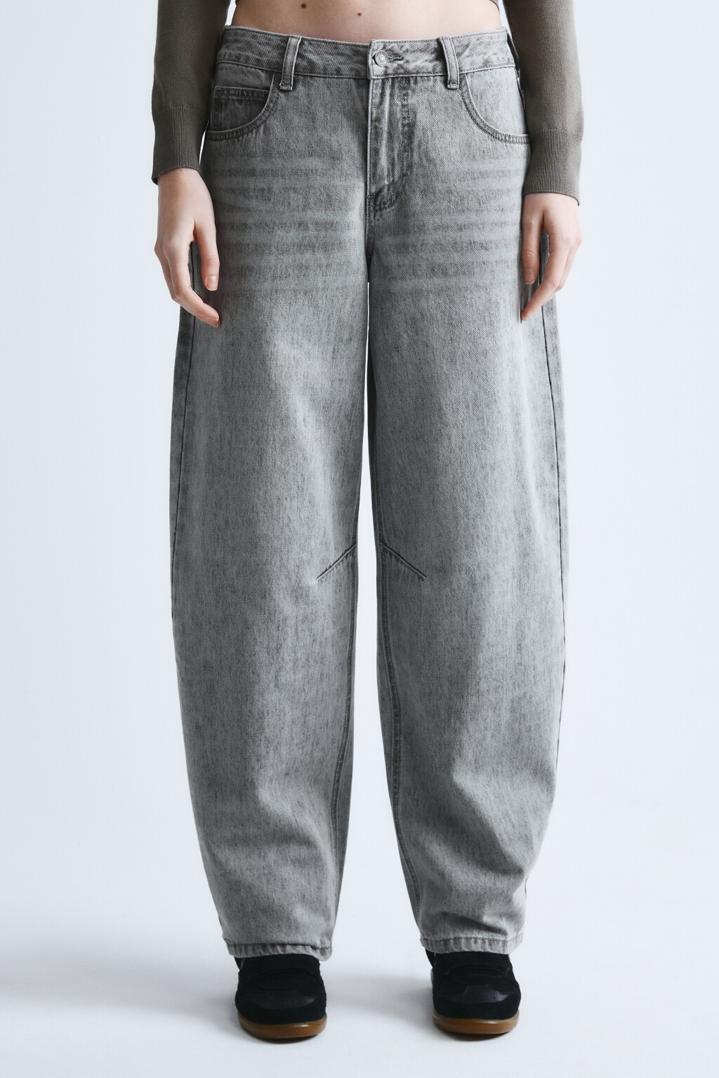 Джинсы baggy fit с низкой посадкой - цвет серый - 3