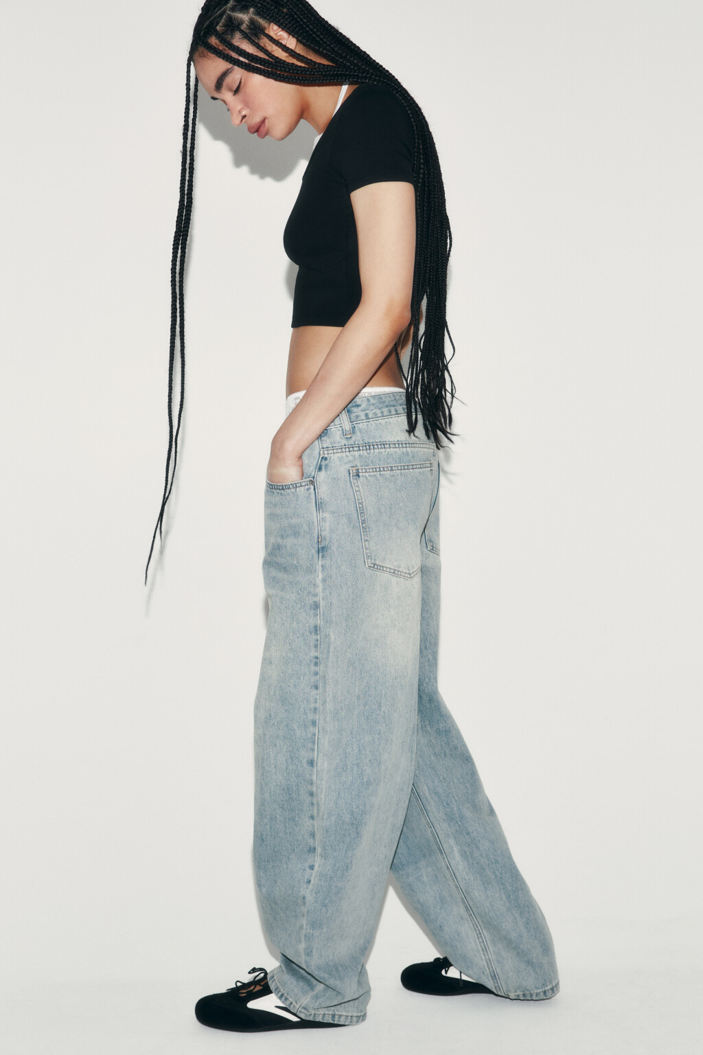 Джинсы baggy fit с низкой посадкой - цвет синий - 1