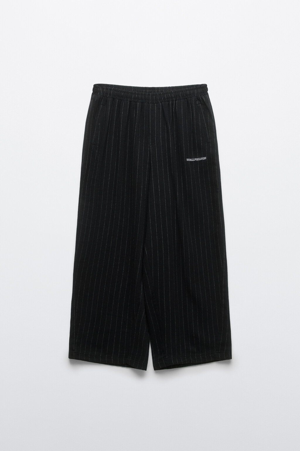 Брюки широкие в полосочку - цвет серый - 1