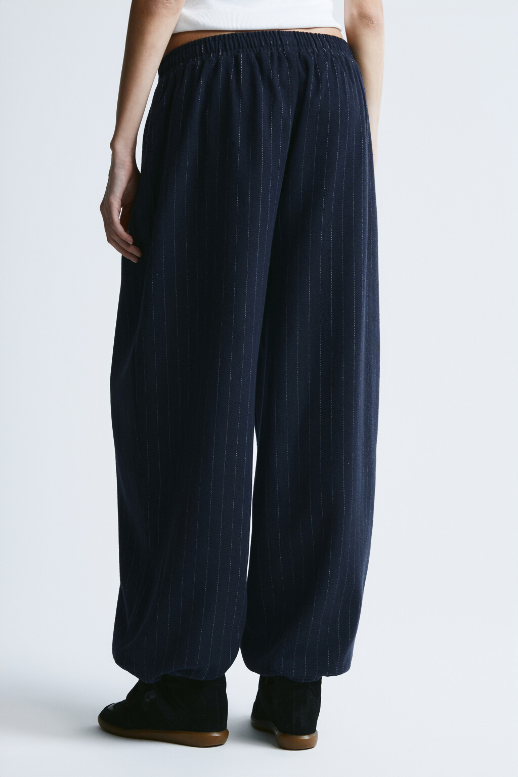 Брюки широкие в полосочку - цвет синий - 3