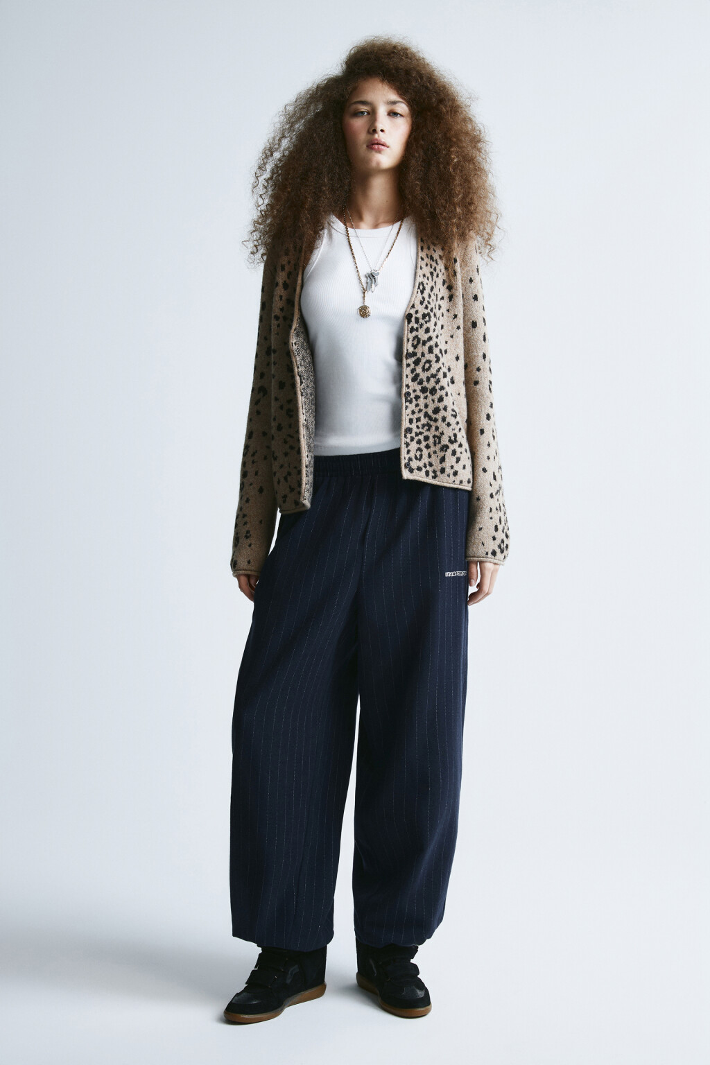 Брюки широкие в полосочку - цвет синий - 4