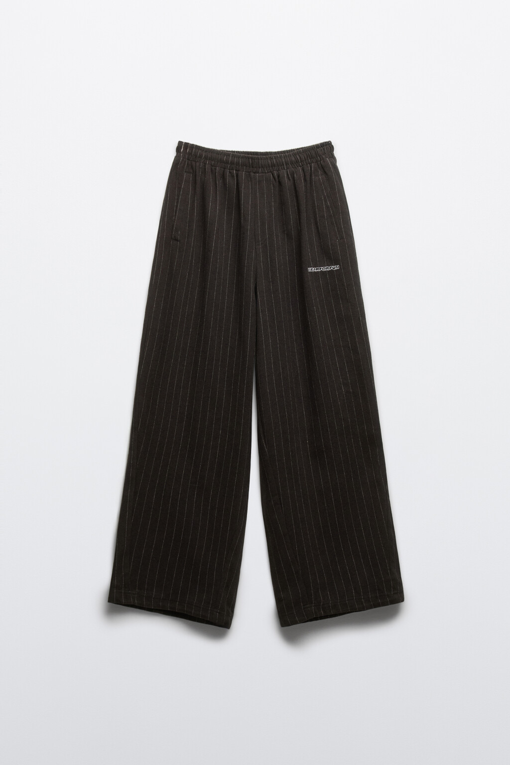 Брюки широкие в полосочку - цвет черный - 7