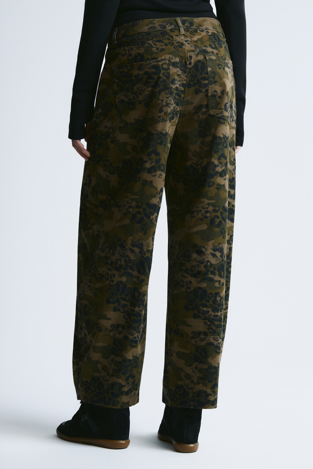 Брюки широкие с леопардовым принтом - цвет зеленый - 3