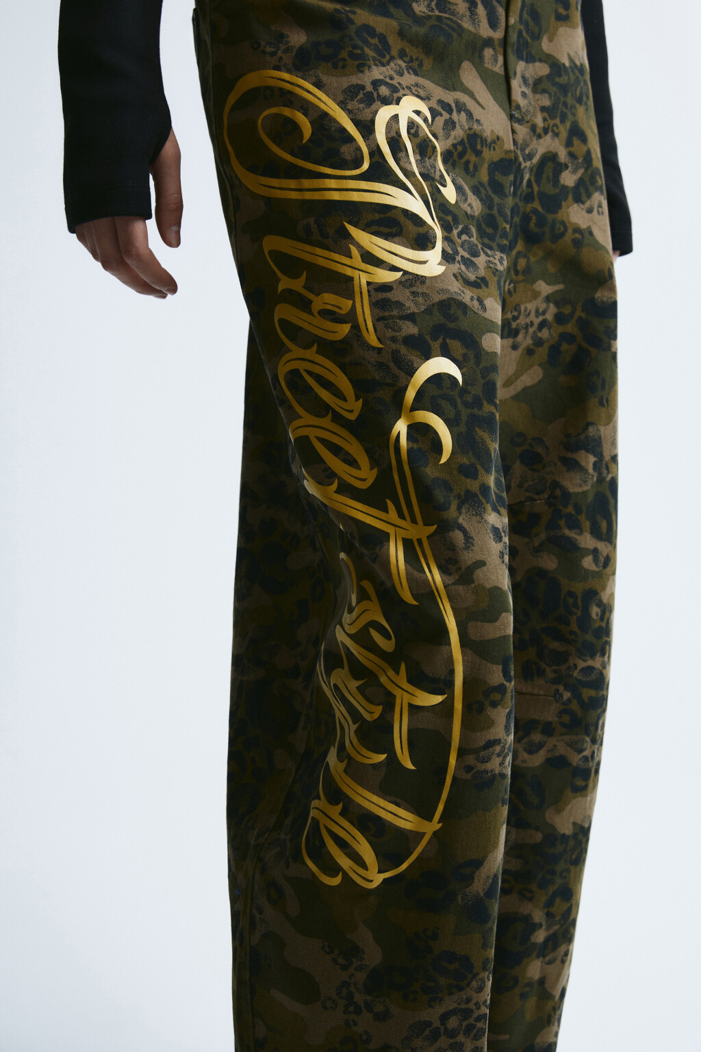 Брюки широкие с леопардовым принтом - цвет зеленый - 5