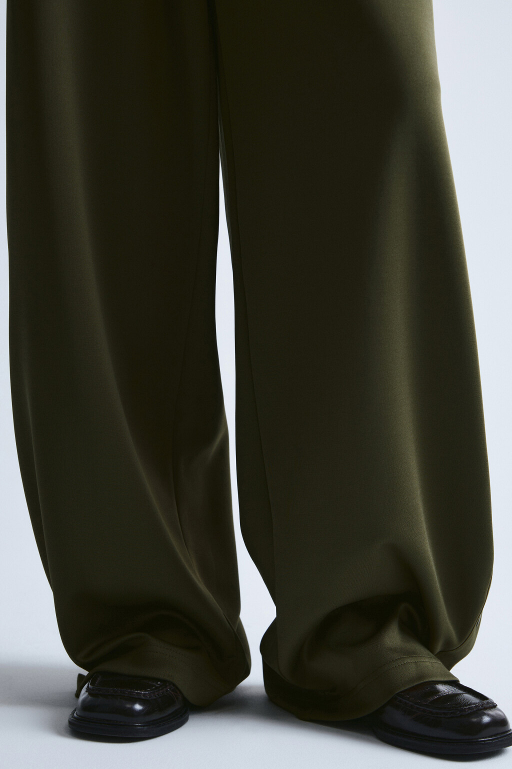 Брюки wide leg со средней посадкой и заклепками - цвет зеленый - 9