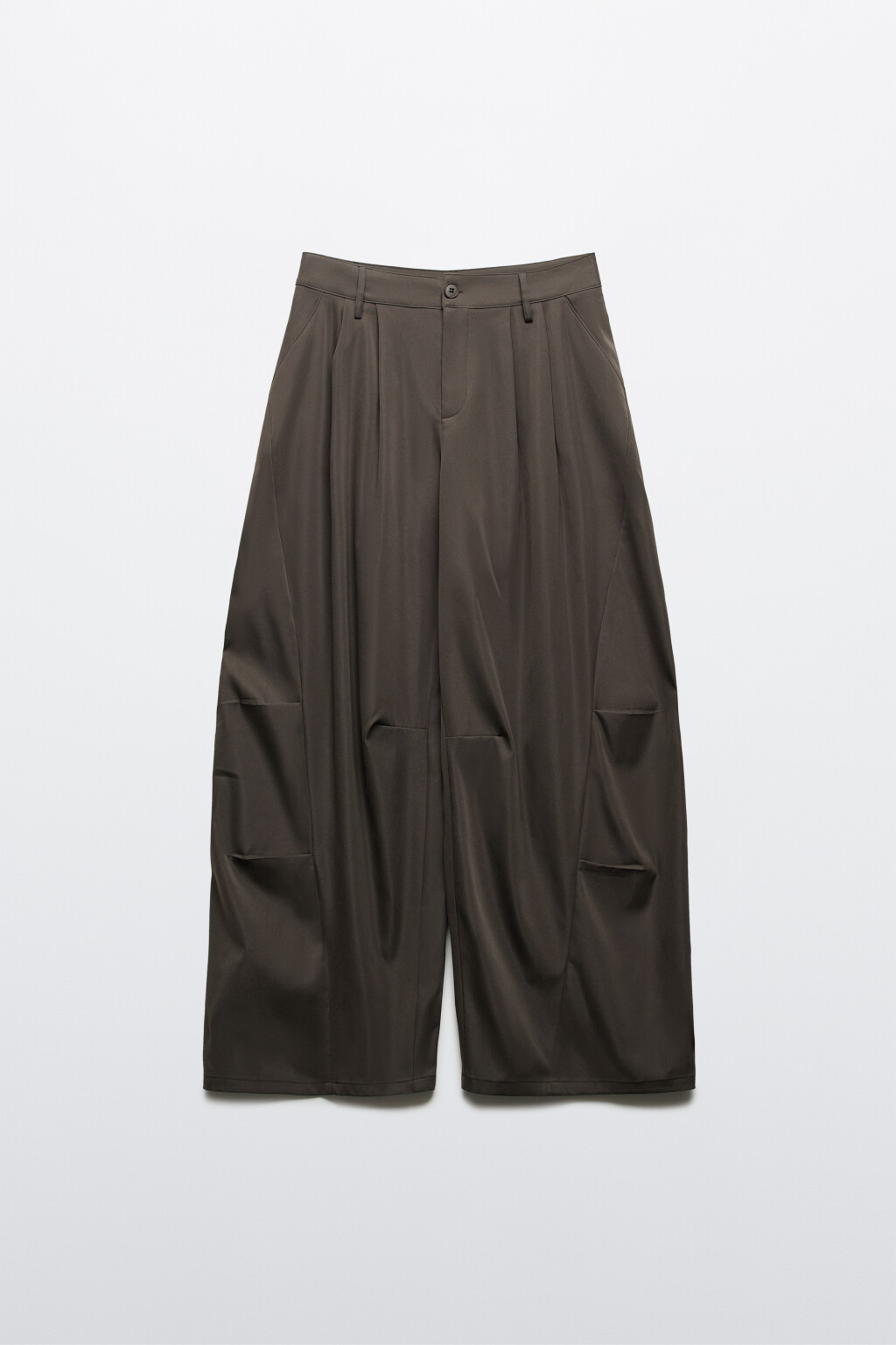 Брюки barrel fit из костюмной ткани - цвет зеленый - 1