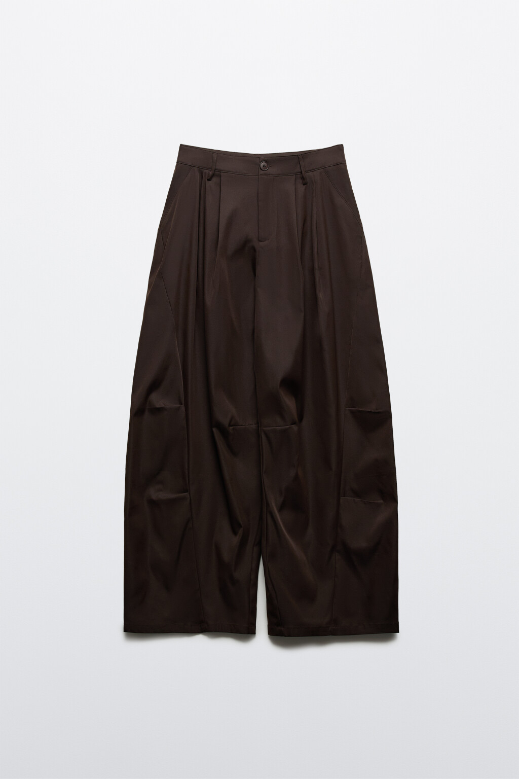 Брюки barrel fit из костюмной ткани - цвет коричневый - 1